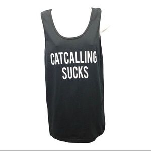Gildan‎ Tank Top Black Pullover Graphic Catcalling Sucks Bold Statement Size S